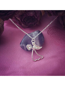 Estemia Stříbrný náhrdelník s přívěskem Swarovski anděla se srdcem - Ag 925
