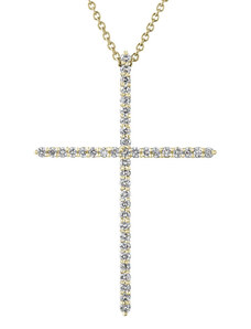 Tiami Přívěsek ze žlutého zlata s diamanty Pure Cross, large