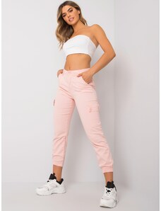 Fashionhunters Světle růžové látkové kalhoty od Ximenny