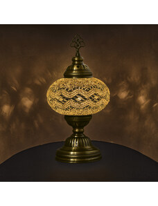 Krásy Orientu Orientální skleněná mozaiková stolní lampa Abyad - ø skla 16 cm