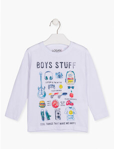 LOSAN Chlapecké tričko dlouhý rukáv BOYS bílá barva