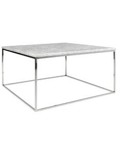 Bílý mramorový konferenční stolek TEMAHOME Gleam 75x75 cm s chromovanou podnoží