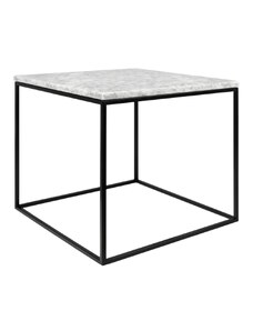 Bílý mramorový odkládací stolek TEMAHOME Gleam 50 x 50 cm s černou podnoží