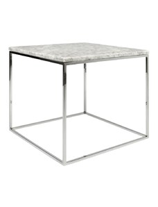 Bílý mramorový konferenční stolek TEMAHOME Gleam 50 x 50 cm s chromovanou podnoží
