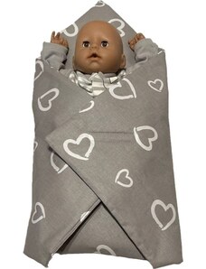 SDS Rychlozavinovačka pro panenky Srdíčka šedá Bavlna, výplň: Polyester, 60x60 cm