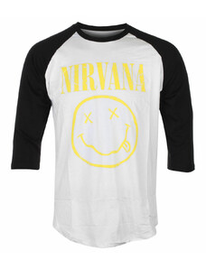 Tričko metal pánské Nirvana - Yellow Happy Face - ROCK OFF - NIRVRAG04WB