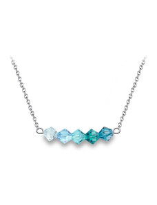 Jewellis ČR Jewellis Ocelový korálkový náhrdelník Azure Blue Tones s krystaly Swarovski