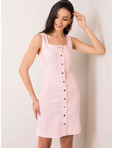 Fashionhunters Světle růžové bavlněné šaty
