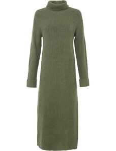 bonprix Pletené šaty s rolákovým límcem Zelená
