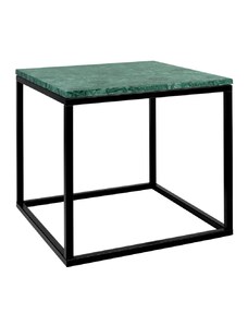 Zelený mramorový odkládací stolek TEMAHOME Prairie 50 x 50 cm s černou podnoží