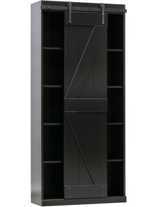 Hoorns Černá masivní borovicová skříň Paige 200 x 100 cm