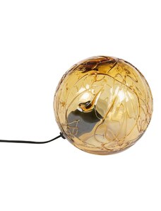 Jantarová skleněná stolní lampa DUTCHBONE LUNE 25 cm