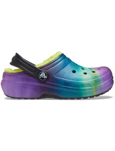Dětské boty Crocs CLASSIC LINED zelená/fialová