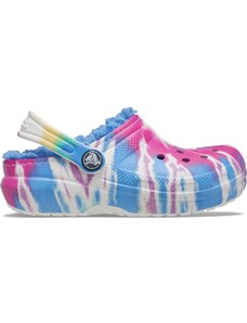 Dětské boty Crocs CLASSIC LINED TIE DYE modrá