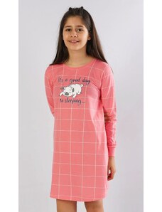 Vienetta Secret Dětská noční košile s dlouhým rukávem Sleeping day - lososová