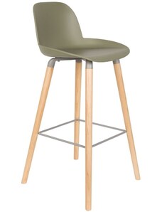 Zelená plastová barová židle ZUIVER ALBERT KUIP 75 cm