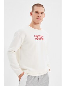 Trendyol Ecru Regular/Real Fit Long Sleeve Crew Neck Embroidered Sweatshirt