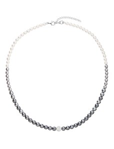 EVOLUTION GROUP Perlový náhrdelník bílo-šedý s Preciosa krystaly 32065.3