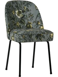 Hoorns Šedá sametová jídelní židle Tergi s květinovým vzorem