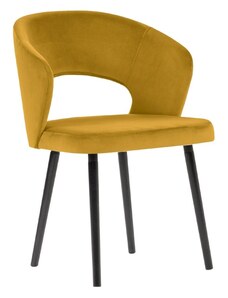 Hořčicově žlutá sametová jídelní židle MICADONI GOA