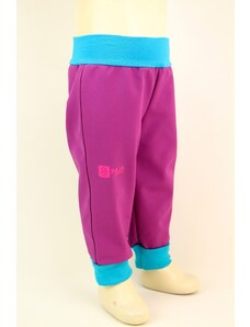BajaDesign Jarní softshellové kalhoty, pro holčičky, fialové, tyrkys lemy