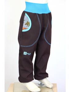 BajaDesign Zimní softshellové kalhoty pro kluky, hnědá + dinosauři