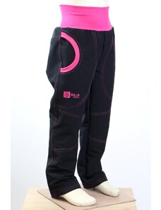 BajaDesign LETNÍ softshellové kalhoty pro holky, SLIM, černá + růžová vel. 140