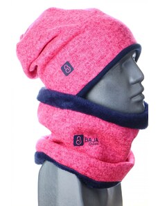 BajaDesign zimní svetrová čepice pro ženy, neon. růžová + tm. modrá vel. L