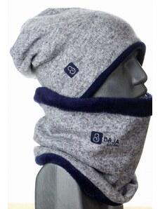 BajaDesign zimní svetrová čepice pro šedá + tm. modrá vel. L