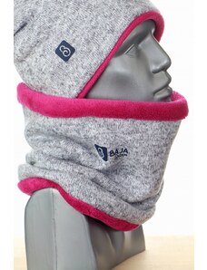 BajaDesign zimní svetrový nákrčník pro holky, šedá + růžová vel. L