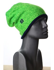 BajaDesign zimní svetrová čepice pro holky, neon. zelená + tm. modrá