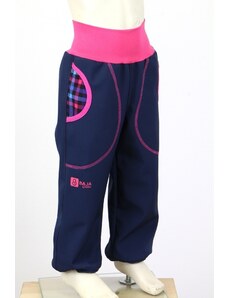 BajaDesign Zimní softshellové kalhoty pro holky, tm. modré, kostičky