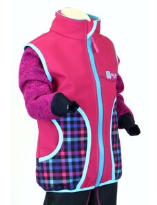 BajaDesign softshellová vesta pro holky, růžová + růžové kostičky vel. 134/140