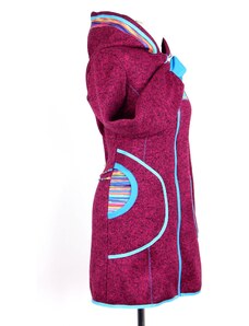 BajaDesign fialový svetrový kabát pro dívky, pestré pruhy vel. 156/164
