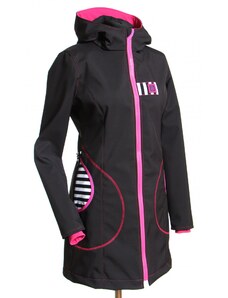 BajaDesign softshellový kabát pro dívky, černý + černobílé pruhy