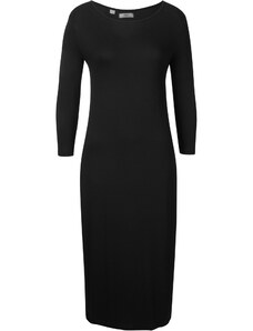bonprix Úpletové šaty s 3/4 rukávem, udržitelná viskóza Černá
