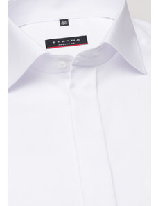 ETERNA Modern Fit bílá neprosvítající košile dlouhý rukáv Rypsový kepr Non Iron 100% bavlna Francouzská manžeta Límeček Kent Prodloužený rukáv 68 cm