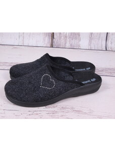 Pantofle papuče bačkory Inblu CA108-025 tm. šedé s kamínkovým srdíčkem