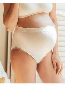Cache Coeur Organic Bezešvé těhotenské kalhotky s vysokým pasem smetanové