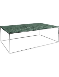 Zelený mramorový konferenční stolek TEMAHOME Gleam 120 x 75 cm s chromovanou podnoží