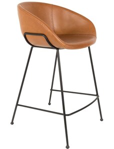 Hnědá koženková barová židle ZUIVER FESTON 65 cm