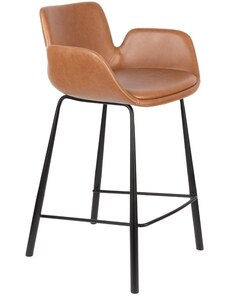 Hnědá koženková barová židle ZUIVER BRIT LL 67,5 cm