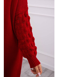 MladaModa Dlouhý kardigánový svetr s netopýřími rukávy model 2020-9 červený