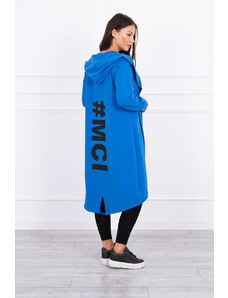 MladaModa Kardigán s kapucí a s velkým nápisem #MCI na zádech barva královská modrá