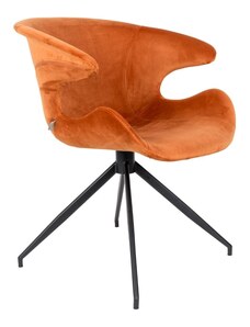 Oranžová sametová jídelní židle ZUIVER MIA