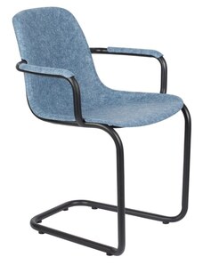 Modrá plastová konferenční židle ZUIVER THIRSTY s područkami