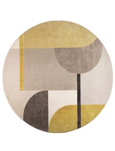 Žluto šedý kulatý koberec ZUIVER HILTON 240 cm