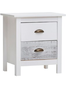 Bílo šedý borovicový noční stolek Marckeric Romantica 46 x 35 cm - malý