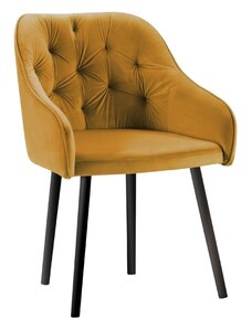 Hořčicově žlutá sametová jídelní židle MICADONI NISSI