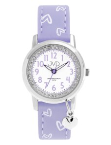 JVD Dětské dívčí fialové srdíčkové hodinky JVD J7201.3